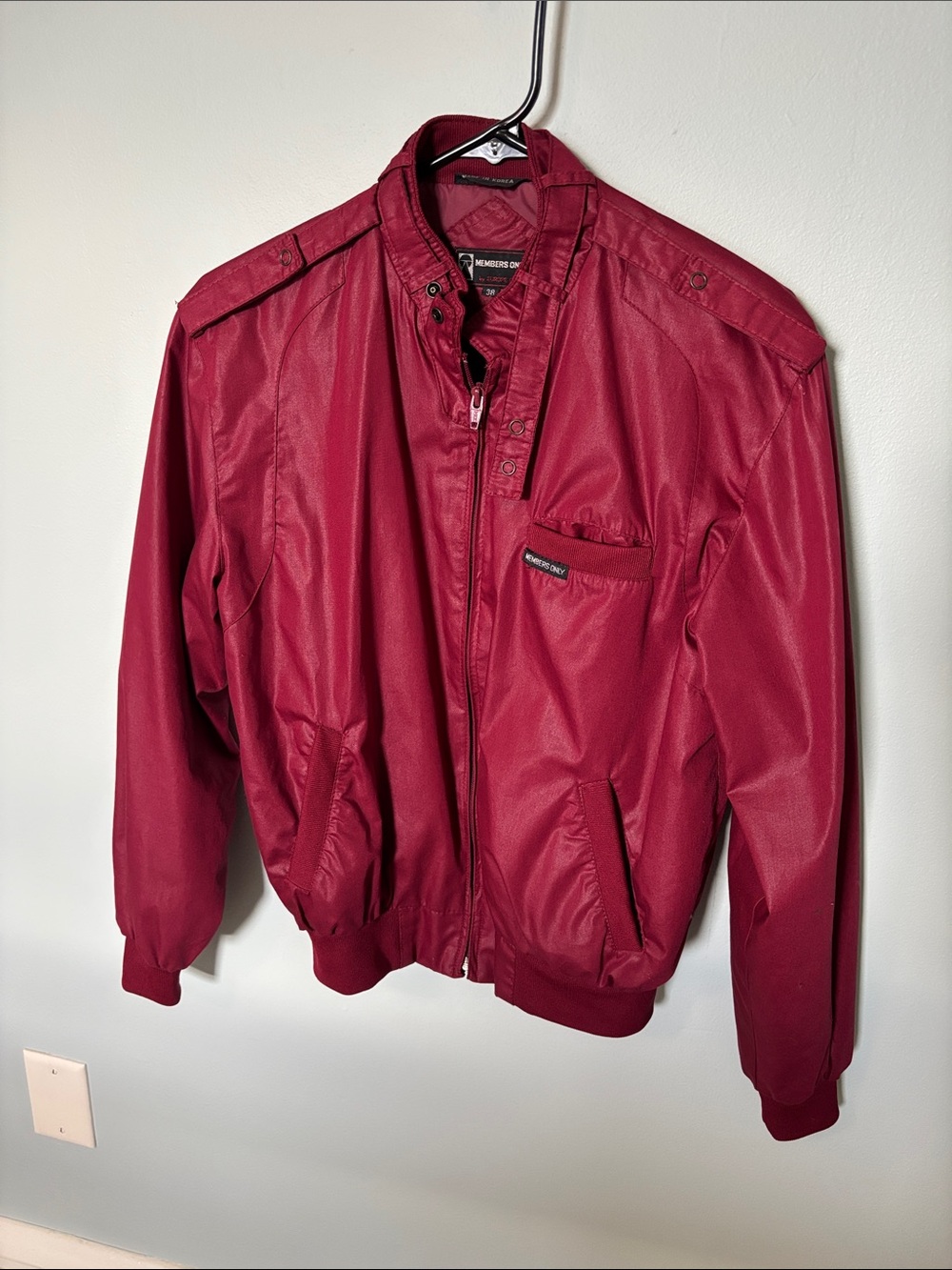 Members Only Men's Deep Red Burgundy Bomber Jacket